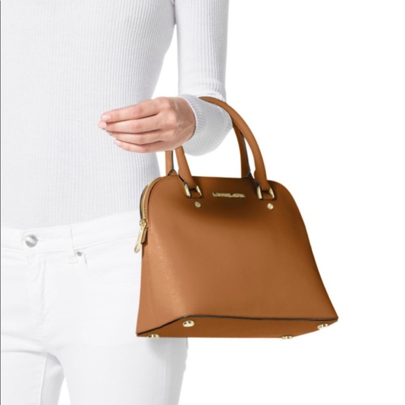 Michael Kors Cindy Dome Satchel - Medium (Tan) - Picture 3 of 4